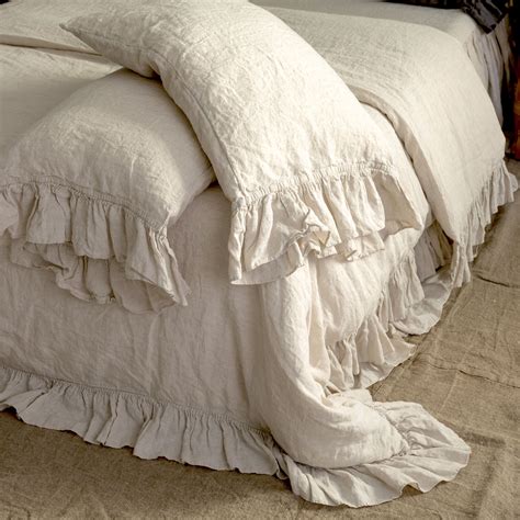 Linen Duvet Cover Linen Bedding Set Shabby Chic Linen Ruffled Duvet