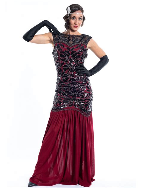 1920s red maryanne long flapper dress flapper boutique
