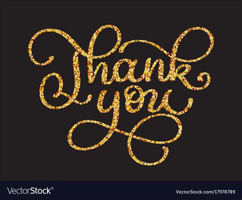 Thank You Gold Glitter Card Design Chic Royalty Free Vector