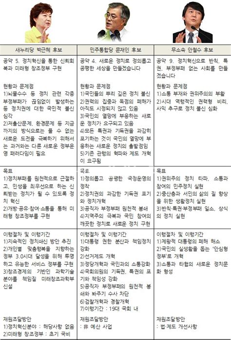 정치 야권 대선후보 윤석열 행보에 대한 몇가지 우려들. 주요 대선후보 정치혁신부문 공약비교 표
