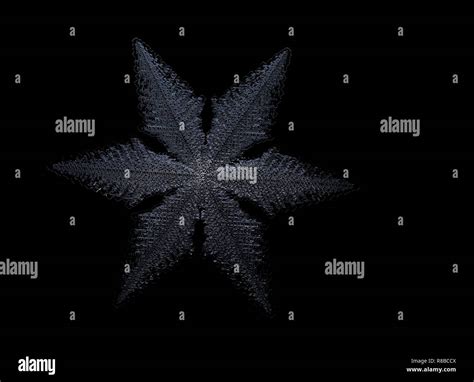 White Snowflake On Black Background This Illustration Based On Macro