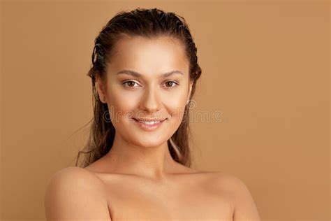 Tanned Sweet Girl With Clear Glowing Skin Health And Skin Care Stock Image Image Of Care