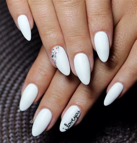 50 Almond Nail Designs Cuded Oval Nails White Acrylic Nails