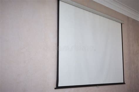 Large Wall Projector Screen On The Wall Stock Image Image Of