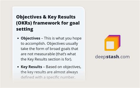 Objectives And Key Results Okrs Framework For Goal Setting Deepstash