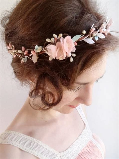 Half up wedding hair wedding hairstyles half up half down long hair wedding styles wedding hairstyles for how to make sure your guests get the unplugged memo. Mint Hair Piece, Floral Crown, Mint Flower Circlet, Blush ...