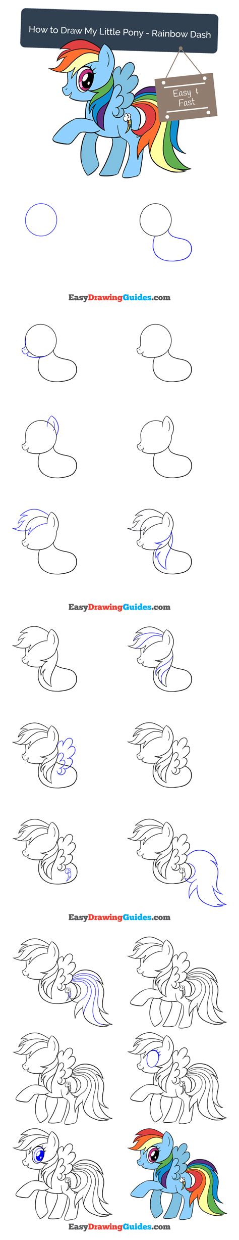 Learn How To Draw Rainbow Dash From My Little Pony Easy Step By Step