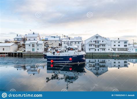 Winter Scene Of Reine Town In Lofoten Islands Norway Editorial Stock