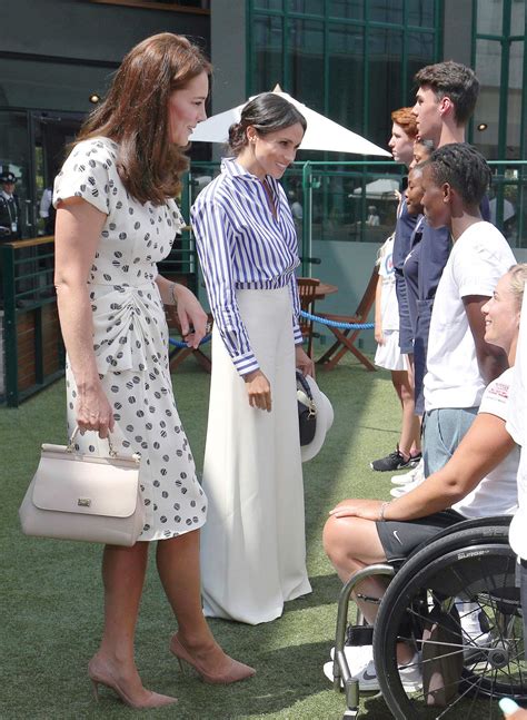 duchess kate and duchess meghan appear together at wimbledon pics meghan markle style meghan
