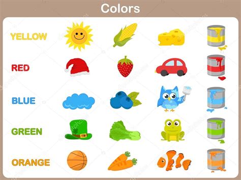 Aprender Los Colores De Los Objetos Para Los Niños Vector De Stock De