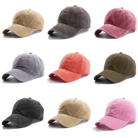 Buy Men Casual Plain Washed Cap Style Cotton Adjustable Baseball Cap