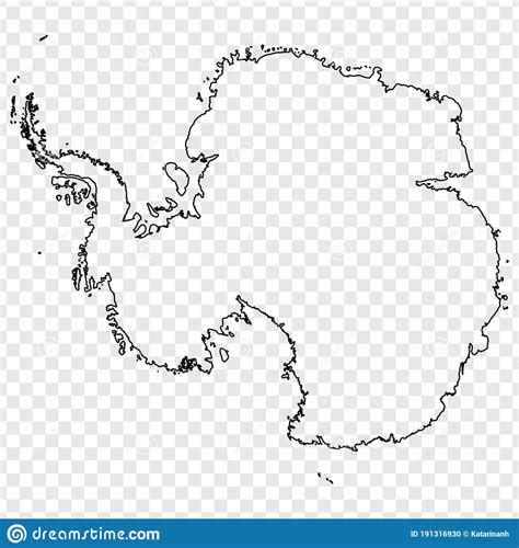 Blank Map Of Antarctica Thin Line Antarctica Map On A Transparent