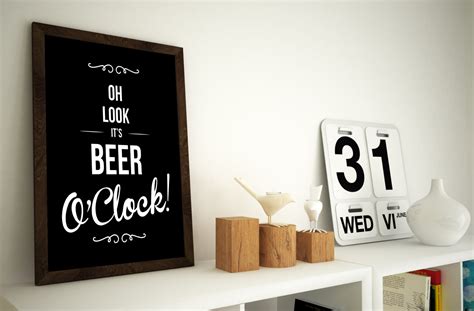 oh look it s wine o clock or it s beer o clock a4 typography wall art print felt