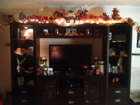 Festive Seasonholiday Decor For Top Of Entertainment Center