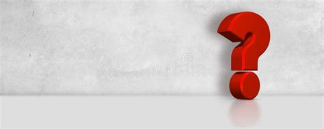 3d Red Question Mark Banner Concept Horizontal White Textured Wall