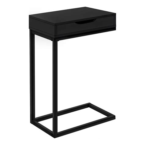 Black Metal Side Table With Drawer End Nathan Accent Nutmeg
