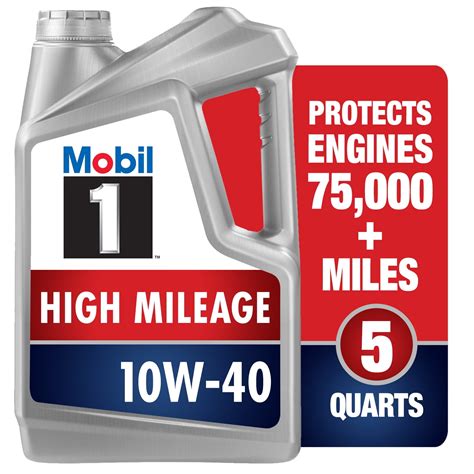 Mobil 1 High Mileage Full Synthetic Motor Oil 10w 40 5 Qt Walmart