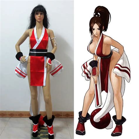 Kof The King Of Fighters Mai Shiranui Cosplay Costume Sexy Red Kimono