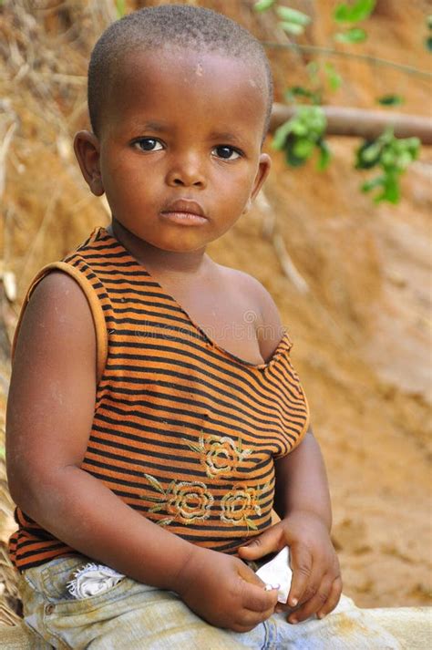 Portrait Of Lonely Sad Little African Boy Editorial Stock Photo Image