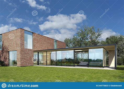 Beautiful Modern Villa With Garden External View Stock Image Image