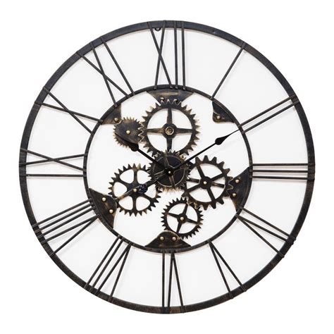 Extra Large Industrial Style Skeleton Wall Clock Bronze Finish Metal 80cm