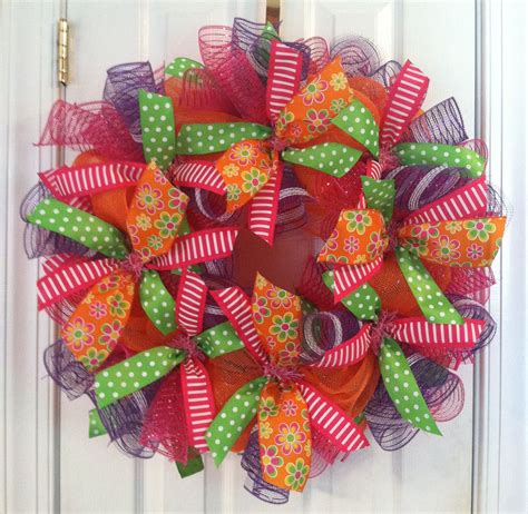 Fun Colorful Summer Deco Mesh Wreath Wreaths Pinterest