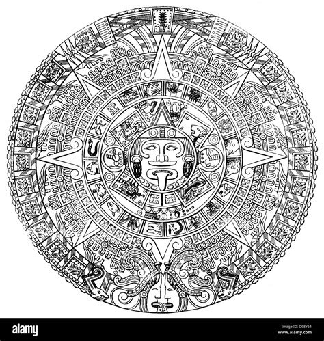 Maya Calendar System Written With Hieroglyphics Stock Photo Alamy
