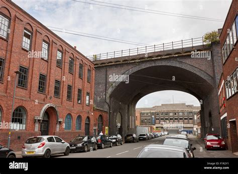 railway viaduct in oxford street former industrial area of digbeth now a conservation area