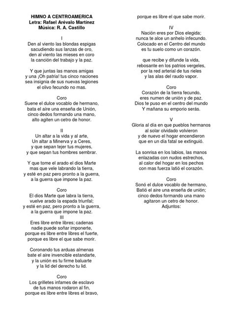 Himno A Centroamerica Pdf