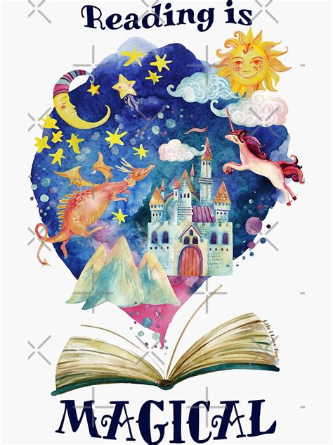 Reading Is Magical Beautiful Watercolor Design Sticker For Sale By