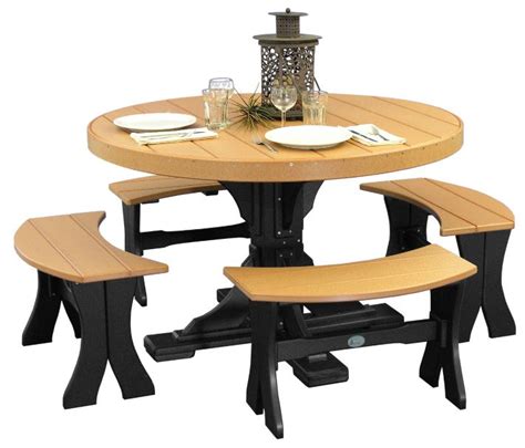 Besides, we can get the one that is designed with a contemporary look. 4′ Round Table Set with Benches Cedar-Black | Dining table ...