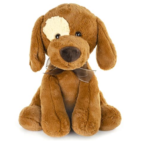 Plush Sitting Eye patch Dog Stuffed Animal Toy, Adorable Sitting Puppy with Ribbon, 14 inch ...