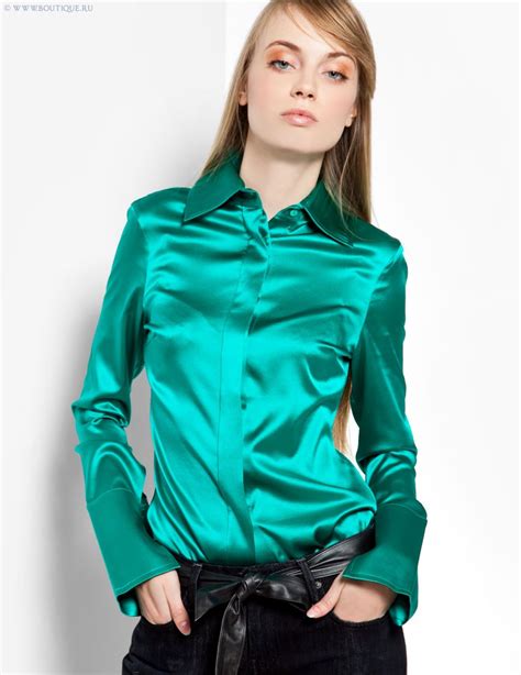 Green Satin Blouse Satin Blouses Shirt Blouse Outfit Satin Clothing