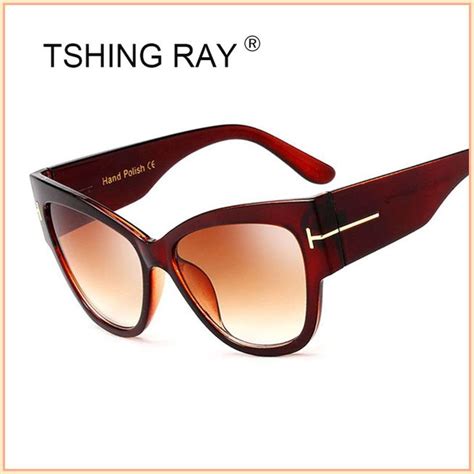 Tshing Ray Retro Gradient Points Cat Eye Tom Sunglasses Women Fashion Brand Designer Cateye Sun