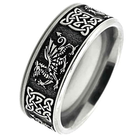 Welsh Dragon Celtic Titanium Wedding Ring Titanium Rings Suay Design