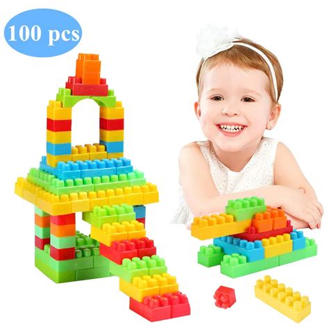 100 Pcs Colorful Plastic Building Blocks Diy Creative Brick Toys For