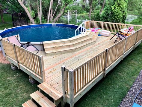 Our Backyard Oasis Above Ground Pool And Deck Above Ground Pool Landscaping Decks Around