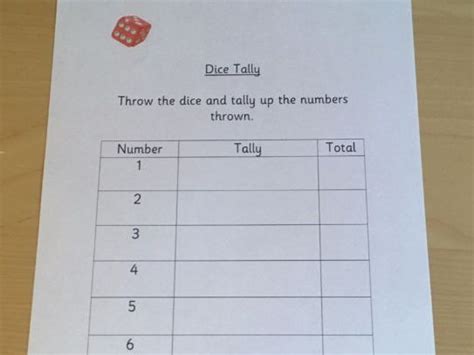 Dice Tally Sheet Probability Data Handling Bar Charts Teaching Resources