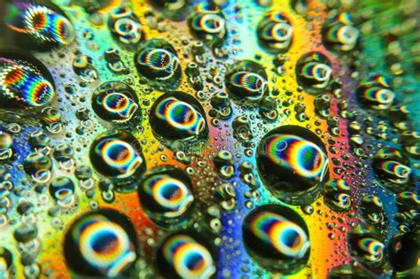 Abstract Art With Water Droplets On A Colorful Surface Stock Photo