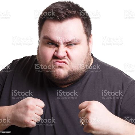 Angry Man Fighting With Clenched Fists Isolated Stock Photo Download