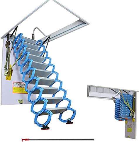 Intbuying Ceiling Retractable Folding Loft Pull Down Ladder 315x35