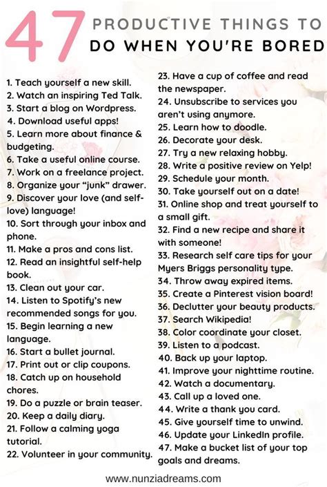 47 productive things to do when you re bored nunziadreams productive things to do what to