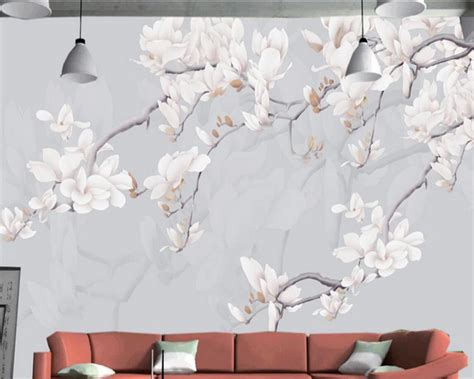 Beibehang 3d Wallpaper Hand Painted Hd Magnolia 3d Living Room Bedroom