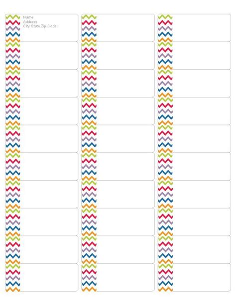 If you have your label sheets to print but need away to format the information you want. Download your FREE Multi Colored Chevron Address Labels! Compatible with Avery Return Address ...