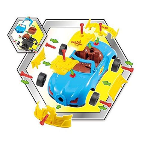 Prextex 53 Piece Build Your Own Racer Car Set Stem Take Apart Toys For