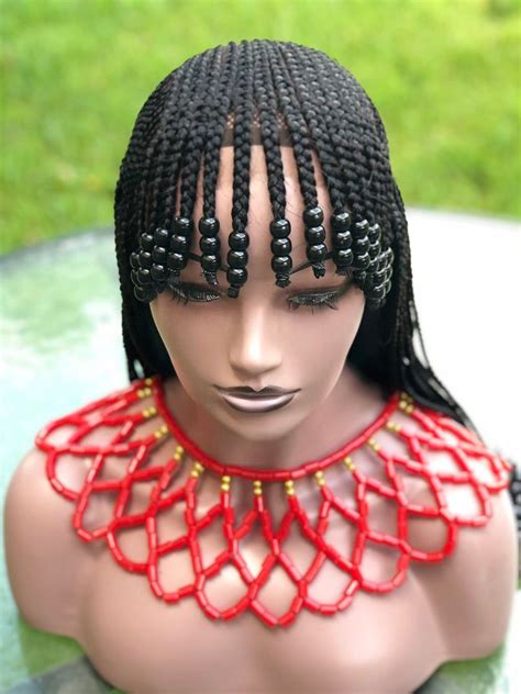 Braided Wig With Bangs And Beadsneatly And Tightly Donethe Length In