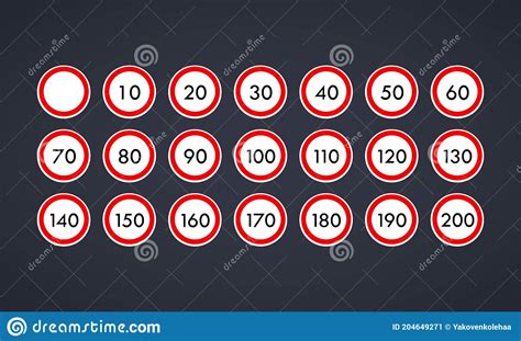 Speed Limit Road Sign Icon Set Vector On Isolated Background Eps 10