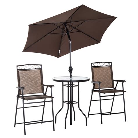 Okida 7 piece outdoor cast aluminum patio dining set, conversation furniture set for patio deck garden with 1 rectangular table, 6 chairs and 6 cushions, umbrella hole. Outsunny 4 Piece Folding Outdoor Patio Pub Dining Table ...