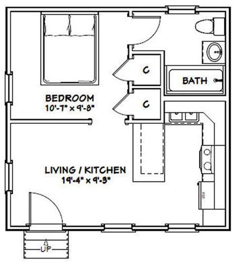 20x20 Tiny House 1 Bedroom 1 Bath 400 Sq Ft Pdf Floor Etsy Studio