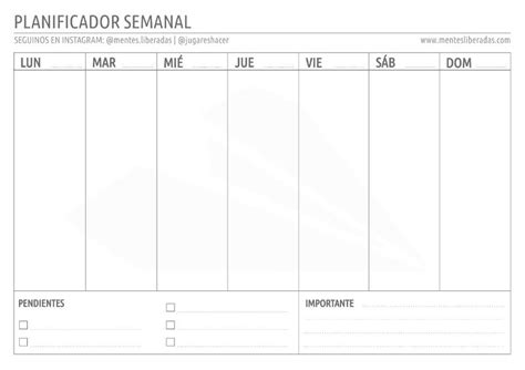 Planeador Semanal Agenda Semanal Para Imprimir Planificador Semanal